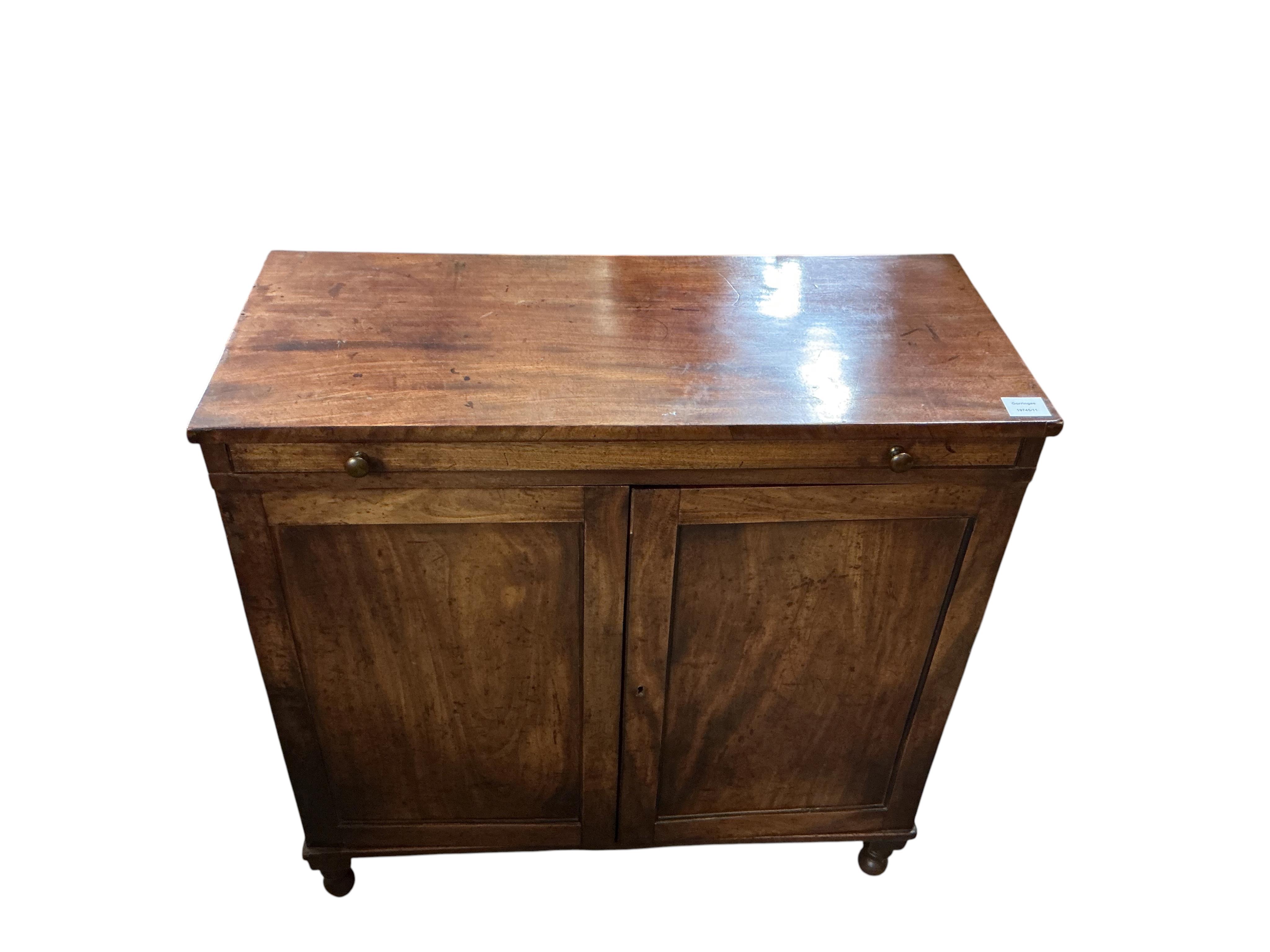A George IV mahogany side cabinet, width 83cm, depth 35cm, height 83cm
